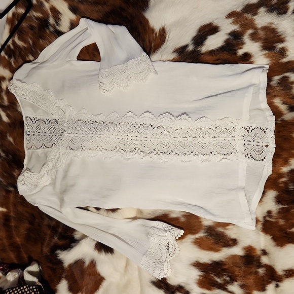 White Coverup with Lace la Vie en Rose Aqua Sz XS - Picture 1 of 6